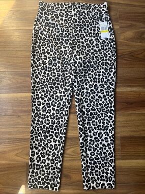 Michael Kors Black and White Leopard Print Pants Women Medium trousers